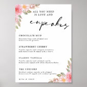 Poster Floral Carnation Cupcake Menu Mariage Sign (Devant)
