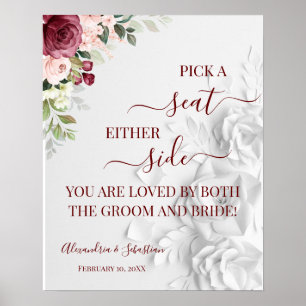 Poster Floral Choisir Un Siège Sur L'Un Ou L'Autre Signe