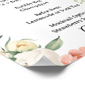 Poster Floral Cocktail Bar Menu Bridal Shower Sign (Coin)