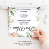 Poster Floral Cocktail Bar Menu Bridal Shower Sign