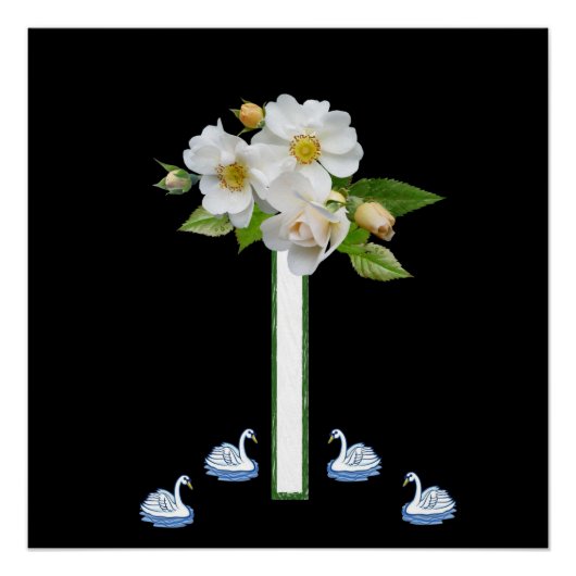 Poster floral cygne blanc (Devant)
