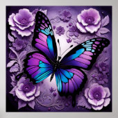 Poster Floral de papillon pourpre (Devant)