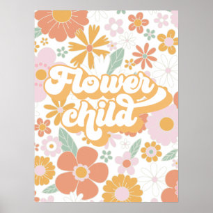 Poster floral d'enfant fleur rétro