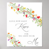 Poster Floral devinez combien de baisers nuptiale douche  (Devant)