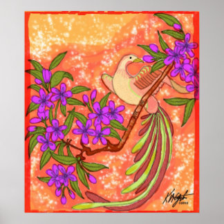 Poster Floral d'oiseaux