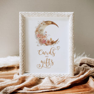 Poster Floral d'or sur la lune Cartes et cadeaux