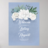 Floral Dusty Blue Mariage Bienvenue