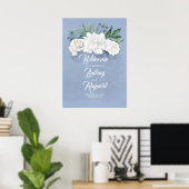 Poster Floral Dusty Blue Mariage Bienvenue (Bureau à domicile)