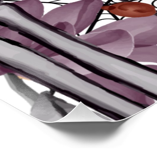 Poster Floral Éffrayant Halloween fête d'anniversaire (Coin)