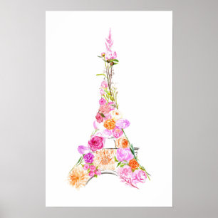 Poster Floral eiffel tower