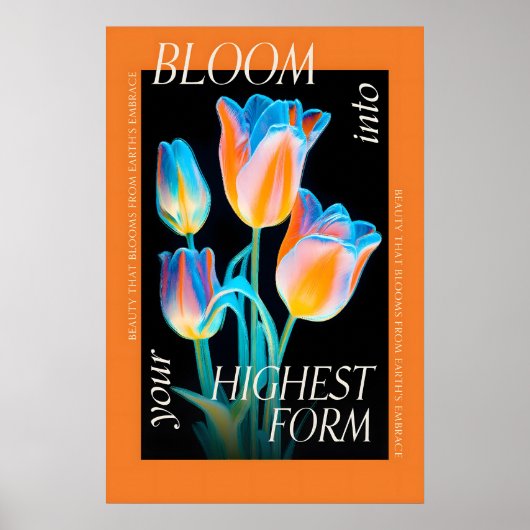 Poster Floral Empowerment Art Print Electric Tulips (Devant)