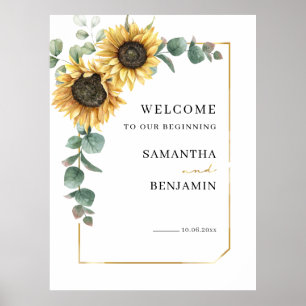 Poster Floral Eucalyptus Sunflower Mariage Bienvenue