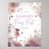 Poster Floral Fairy First Birthday Personalised Welcome (Devant)