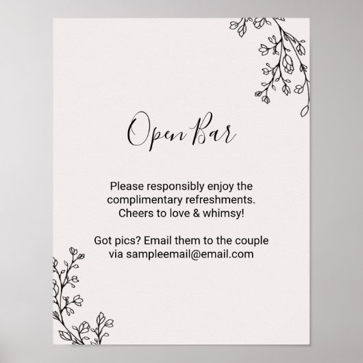 Poster Floral Fairytale Mariage Open Bar (Devant)