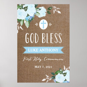 Poster Floral Floroms Dieu Béni Communion Signal Burlap B
