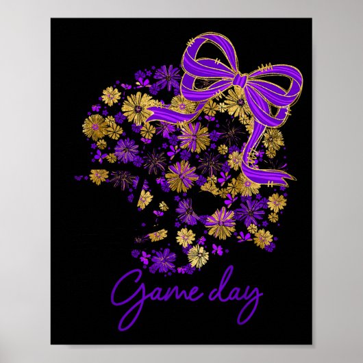 Poster Floral Football Game Day Girly Team Srit Purple Bl (Devant)