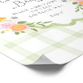 Poster Floral Frame Green Gingham Baby Shower Flower Bar (Coin)