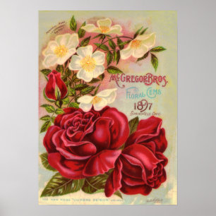 Poster Floral Gem 1897 Roses Vintage Flower Catalog Cover
