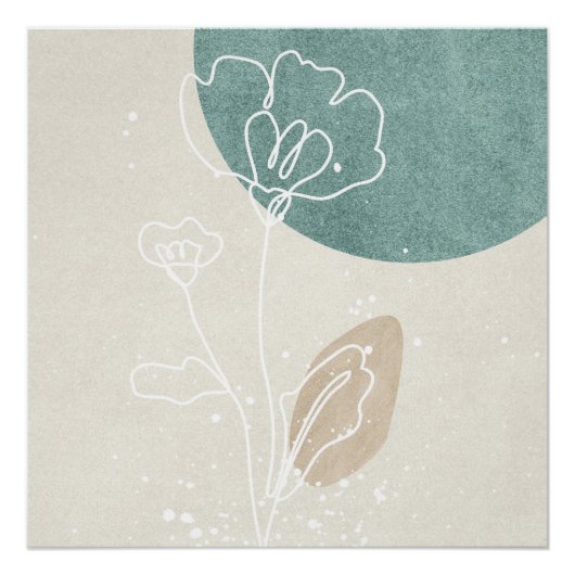 Poster Floral géométrique Abstrait (Devant)