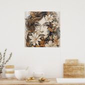 Poster Floral Grace : Line Art Elegance (Cuisine)