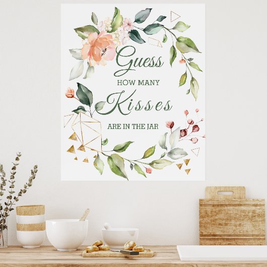 Poster Floral Greenery Devine Combien De Baisers Jeu (Cuisine)