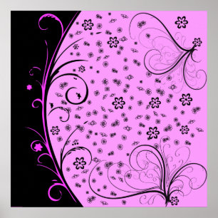 Poster Floral grunge de KRW dans le rose