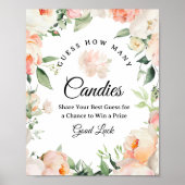 Poster Floral Guess How Many Candies Game Sign (Devant)
