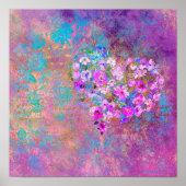 Poster Floral Heart Gold Vintage écriture manuscrite (Devant)