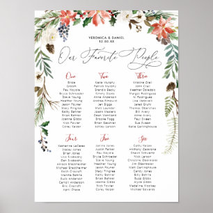 Poster Floral hivernal rustique Siège de table Mariage