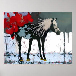 Poster Floral Horse