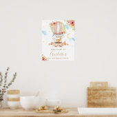 Poster Floral Hot Air Balloon Animaux (Cuisine)