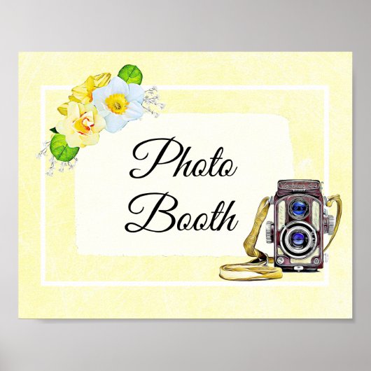 Poster Floral Jaune Photo Booth Mariage Signal (Devant)