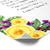 Poster Floral jaune | Violets Numéro de table Signe de si (Coin)