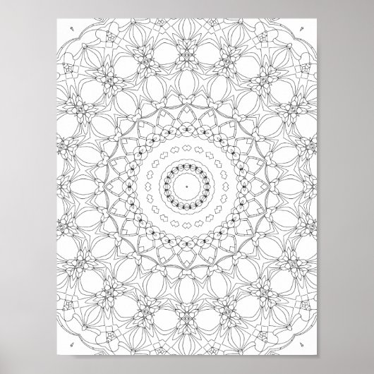 Poster Floral Lattice Kaleidoscope Coloring Page Design (Devant)