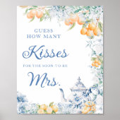 Poster Floral & Lemons Combien de baisers Fête des mariée (Devant)