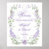 Poster Floral Lilac Frame Religious Wedding Welcome (Devant)