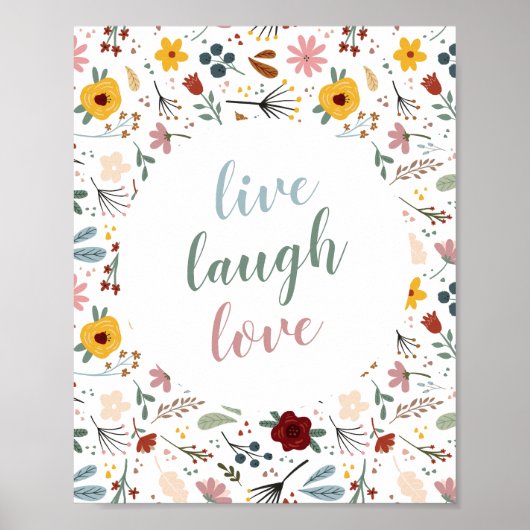 Poster Floral Live Laugh Love (Devant)