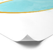 Poster Floral Lotus Aquarelle Mer Bleu & Faux Or (Coin)