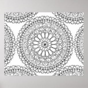 Poster Floral Mandala Adult Coloration