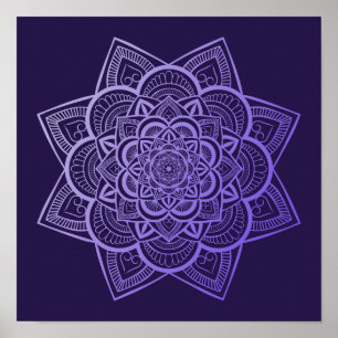 Poster Floral Mandala Lavender Purple Gradient Art Imprim