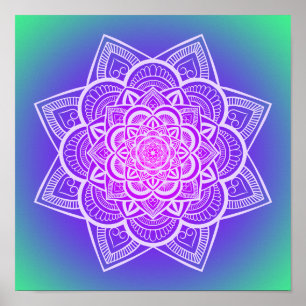 Poster Floral Mandala Multicolor Gradient Art Imprimer