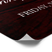 Poster Floral Maroon Bois Rustique Mariage Bienvenue (Coin)