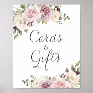 Poster Floral Mauve Blush Élégante Cartes De Mariage Cade