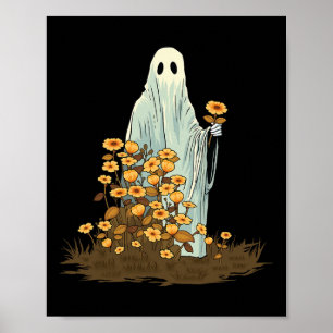 Poster Floral mignon Halloween Fantôme gothique Éffrayant