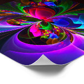 Poster Floral moderne Art Abstrait Rouge Bleu Motif #12 (Coin)