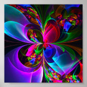 Poster Floral moderne Art Abstrait Rouge Bleu Motif #12 (Devant)