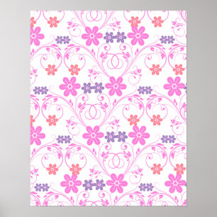 Poster Floral moderne violet rose