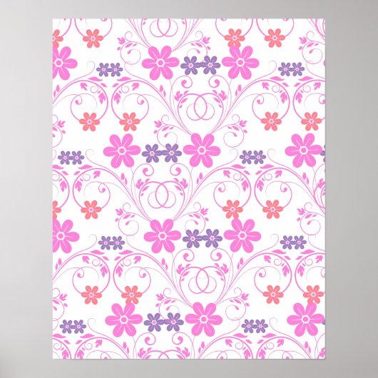 Poster Floral moderne violet rose (Devant)