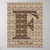 Poster Floral Monogram Initial F Personalized (Devant)