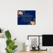 Poster Floral Navy Blue Welcome Mariage (Bureau à domicile)